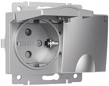 Розетка с заземлением без рамки Werkel 1-м. 2-мод. крышка шторки IP44 серебряный глянцевый картинка